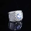 Anello di fidanzamento in oro 18K genuino per uomo Diamond a pavimentazione piena di lusso 1 8 k Elegante anello di gioielli femminili di gioielli da uomo 240422 240422