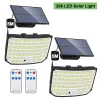 Dekorationer 256 LED Outdoor Solar Light Super Bright Flood Lights med avlägsna IP65 Vattentäta 3 -lägen Vägglampa för trädgårdsdekoration