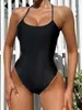 Menas de banho feminina 2024 Bodysuit preto e de leopardo Back Cross Swimsuit Women One Piece Bathers Bathing Swimming Swim Swim Teach de praia