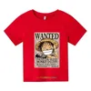 T-shirts T-shirt simple pièce pour enfants T-shirt coton pur carton cool anime t-shirt décontracté t-shirt Luffy Boy and Girl Street Clothingl2404