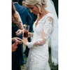 Mouwen bruiloft kanten jurken 2021 land lange bruidsjurk geschoolde v
