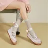 Zapatos casuales para mujeres pisas 2024 ballet de primavera/verano Ballet Bottom atada Flats Firen's Breathable y cómodo soltero