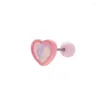 Stud Earrings 5Pcs/Lot 20G Stainless Steel Piercing Screw Plastics Ball Color Love Heart For Girls Pink Ear Bone