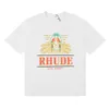 Rhude T-shirt Designer Tee Luxury Fashion Mens TShirts Long Tailed Parrot High Street Printed Pure Cotton Casual Versatile Short Sleeved For Men And Women