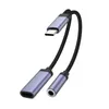 2 In 1 lader- en audiotype C -kabels Oortelefoon Hoofdtelefoonaansluiting ADAPTER CONNECTER KABEL 3,5 mm AUX -hoofdtelefoon voor USB -kabels