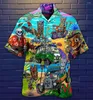 Erkekler Sıradan Gömlek Hawaii 3d Plajı Balo Baskı Kısa Kollu Küba Gömlek Tatil Partisi Giyim Vintage Adam Büyük Boy Giysileri