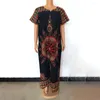 Sukienki imprezowe Dashiki Wzór drukowaną modę dla kobiet w bawełnianym szacie maxi szafka 2024 Africaine femme Summer Casual