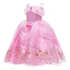 Aurora Pink Princess Dress Girl Sleeping Beauty Cosplay Costume Summer Floral Rose Print Sling Sling Frocks 2-10 yrs Kids Body 240417
