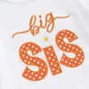 Zestawy odzieży Big Sister Little pasujący strój niemowlę dziecięcego dziewczynka z krótkim rękawem Romper T-shirt T-shirt Floral Shorts Opaska na głowę