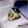 Bandringen Fashion Creative Blue Zirkon Ring For Women Wedding Party Engagement Sieraden Gift Hoge kwaliteit Drop Delivery Dh4pi