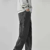Jeans masculins 2024 Spring New Street Vêtements Street Buggage Jeans Mens coréen Fashion Loose Loose Droite Pantalon Jamn Mens Vêtements Black Light BLUEL2404L2403