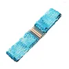 Руса Gold Buckle Sequin Stretch Belt Fashion Emesting 60 см голеня пояс эластичная женская девочка с широкой талией