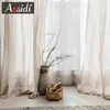 Beige linen tulle curtains for living room Modern flax sheer bedroom Solid voile curtain children window drapes 240422