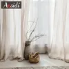 Tende di tulle di lino beige per soggiorno moderno camera da letto lino valo da letto solido tende per bambini tende 240422