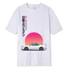 Herren-T-Shirts Erstes T-Shirt 100% Baumwoll-T-Shirt Herren Sommer Short Slve Tops Japan Casual Druckkleidung Rennwagen T-Shirt männlich Ts-Shirt Y240429