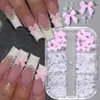 1 caixa kawaii mini arco 3d decorações de arte de unhas fofas brancas pregos charmms designs Diy rosa