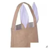 Fest Favor Cute Cotton Linen Easter Bunny Ears Basket Bag For Present Packing Handväska Child Fine Festival Drop Delivery Home Garden Fe Dhkru