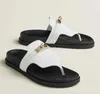 Designer Sandal Empire Sandals Leather Slippers Flip Flops Buckle Slides Suede Slipper Black White Rubber Sole Shoes Flat