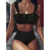 Zwempak met hoge taille voor vrouwen sexy zwarte badmode push-up zwempak biquini badpak strandkleding bikini set 2021