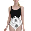 Dames badmode daisy boarder vrouwen geprint één stuk sexy backless zwempak v nek zomer strand slijtage daiss zwart wit