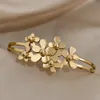 Fashion Stereo Flower Cuff Bracelet Bangle For Women Girls Elegant Gold Color Floral Decor Opening Bracelet Jewelry Gift For Her 240428