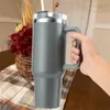 Custriel de 40 oz avec poignée de couvercle paille 40oz en acier inoxydable bouteille à vide thermos thermos de grande capacité tasse de café voiture 240426