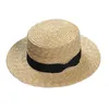 Zomer Damesschat Beer Strand Hoed Wide Side Vrouw Panama Hoed Lady Classic Flat Bowknot Straw Sun Hat Women Fedora Hat 240429