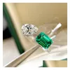 Wedding Rings Ins Simple Fashion Jewelry 925 Sterling Sier Water Drop Emerald Cz Diamond Gemstones Party Eternity Women Open Adjusab Dhlov