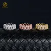 Rts Fashionable Wholesale Hip Hop Rhinestone Chain Ring Jewelry Moissanite Diamond 7mm Cuban Link Band for Men