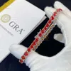 Garnet Red Tennis Chain Bling Hiphop Jewelry Iested VVS Coissanite Diamond Necklace