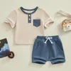 Kläduppsättningar småbarn baby pojke kläder sommar kort ärm t skjortor och shorts söt outfit set