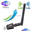 Network Adapters Usb 2.0 Wifi Adapter 2.4Ghz 5Ghz 600Mbps Antenna Dual Band 802.11B/N/G/Ac Mini Wireless Computer Card Receiver With Dhgur