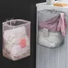 Cestas de armazenamento Organizador de lavanderia de banheiro montado na parede Bolsa de lavanderia dobrável para roupas para roupas sujas bolsa de armazenamento em casa