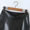 Spódnice Pu skóra krótkie rękawy czarne seksowne podzielone styl Ultra-cienki wysoki poziom A-line mini krótkie rękawy damskie retro harajuku street odzież2429