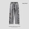 Jeans masculinos 2024 Jeans ancho de pierna ancha Papas negras de gran cintura de gran tamaño Y2K hombre retro Harajuku Fashion Korean Style Harem Pants J240429