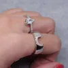 Eheringe exquisite Frauen silberne Farbe Wasserdrop Metall eingelegtes weißes runde Zicron Stones Ring Set Hochzeitsverlobungsringe Schmuck