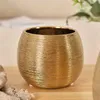 Planters Pots Gold Plated Ceramic Flower Pot Round Vase Meat Brush F Q240429