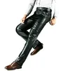 Pantaloni in pelle nera maschile casual casual taglie forti pantaloni per motociclisti per jogging business 240419
