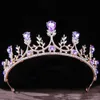 Tiaras Barock Prinzessin Königin Brautkronen Purpur Kristall Tiara für Frauen Hochzeitsvintage Kronhaarkleid Accessoires Schmuck Schmuck