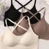 Bras Dames naadloze bh comfortabele draadloze verstelbare bralettes voor vrouwen cross -riem terug alledaagse gewatteerde zacht zacht