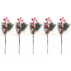 Dekorativa blommor 5st högkvalitativ julprydnad Heminredning Cone Berry Artificial Flower Pine Branch Fake Snow Frost