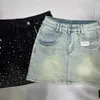 Sternen-Strass-Denimrock für Frauen Sommer Retro schließen A-Line-Scheide 240424