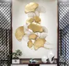 Nowoczesne luksusowe kutego żelaza wiszące ginkgo liście rzemieślnicze dekoracja tła domowa naklejka na ganek metalowe akcesoria muralowe l7381713