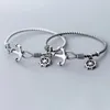 990 Silver Anchor Bangles Female Fashion Thai Trend For Women Bracelet Twisted Rope Hand Jewelry 240424