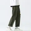 Erkek pantolon yan cepleri kargo harem 2024 kurdeleler siyah hip hop rahat erkek joggers pantolon moda sokak kıyafetleri