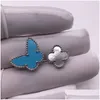 Band Rings Brand Luxo Love Love Clover Butterfly Designer para mulheres Mãe da Pearl Blue Limited Edition Charme fofo elegante anel Dhjew