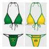 Swimwear Women's Jamaica Flag Contrast Split Bikini Set 2024 Sexy Women Swimwear Patchwork Swimsuit Hottie tenue Summer Beachwear D240429