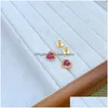 Earrings Necklace 2024 Fashion Luxury Love Heart Designer Necklaces Set Jewelry For Women 18K Gold Rose Pink Stone Diamond Cz Zirc Dhlv0