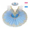 Girl Professional Ballet Tutu Tulle Dress White Blue Pink Gymnastics Leotard Diamond Dance Costume Ballet Leotard Girl Ballerina 240426