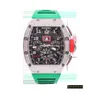 Projektantki mechaniczne zegarki luksusowe męskie zegarki sportowe Rm 011 Platinum Back Diamonds Sport Machinery Hollow Fashion Casual Time Watch